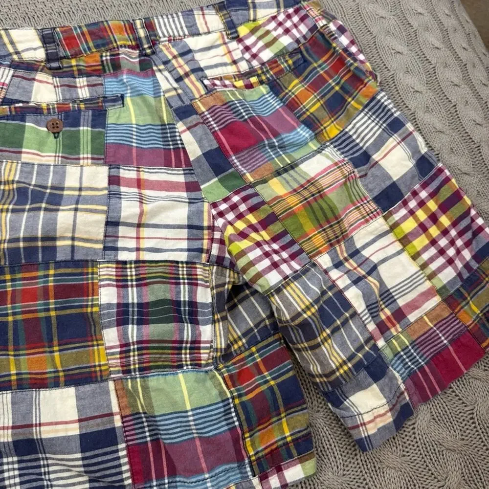 Ralph Lauren Vintage 90s Madras Patchwork Multicolor Plaid Kids Shorts ~ 12